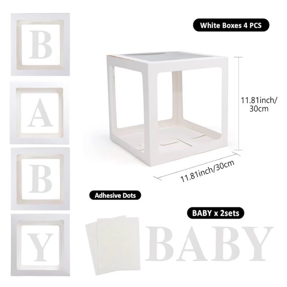 White Baby Shower Decoration Boxes - Picture 2 of 4